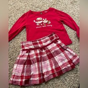 Gymboree Christmas owl skirt and shirt set girls size 5